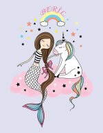 Deniz Kızı ve Unicorn Çocuk Halısı 6042K - Yıkanabilir Halılar