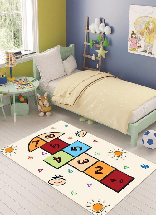 Renkli Seksek Çocuk Oyun Halısı 6149K - Yıkanabilir Halılar