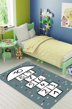 Renkli Seksek Çocuk Oyun Halısı 6149K - Yıkanabilir Halılar
